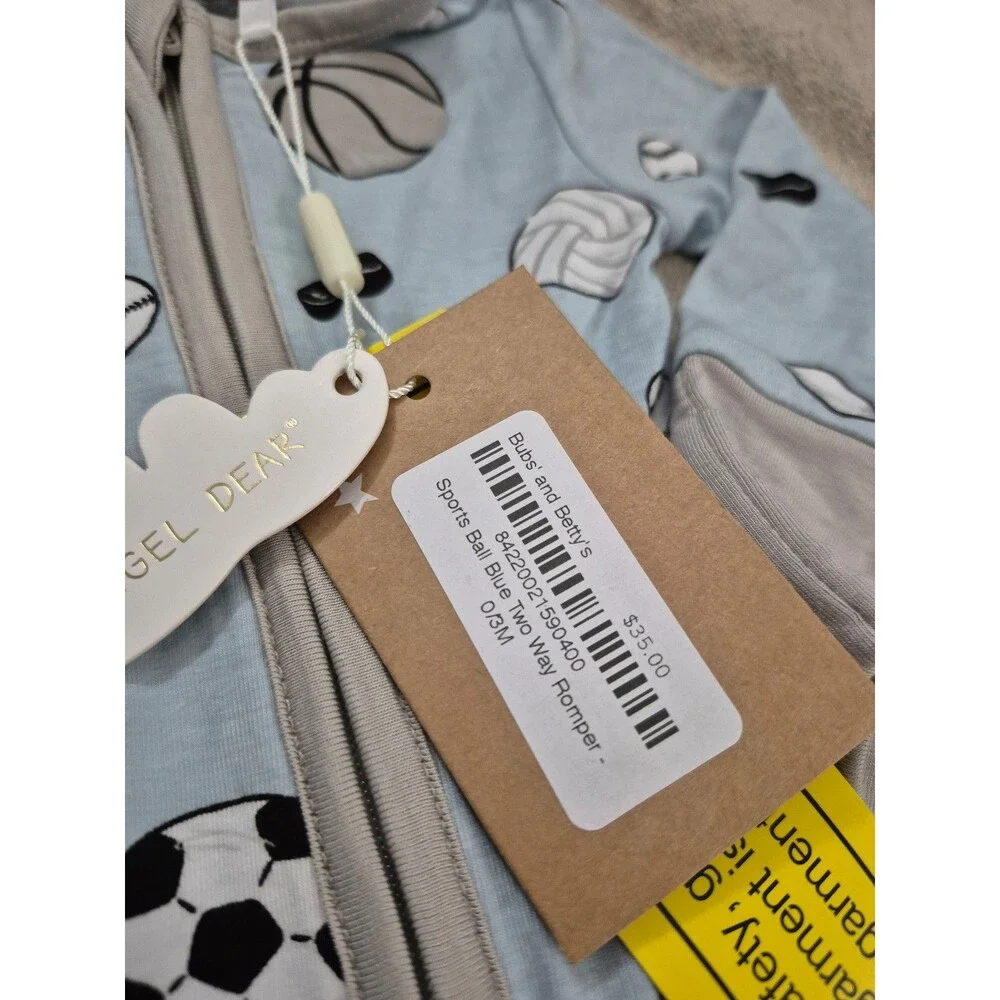 Angel dear zipper footie sports ball blue size 0-3 nwt